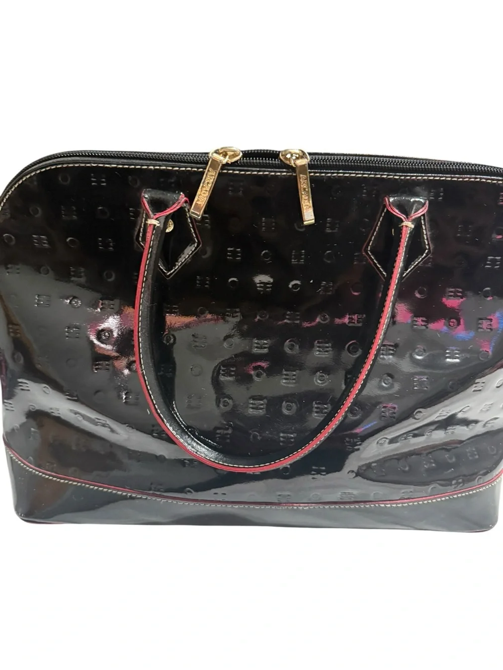 Black Arcadia Patent Leather Handbag